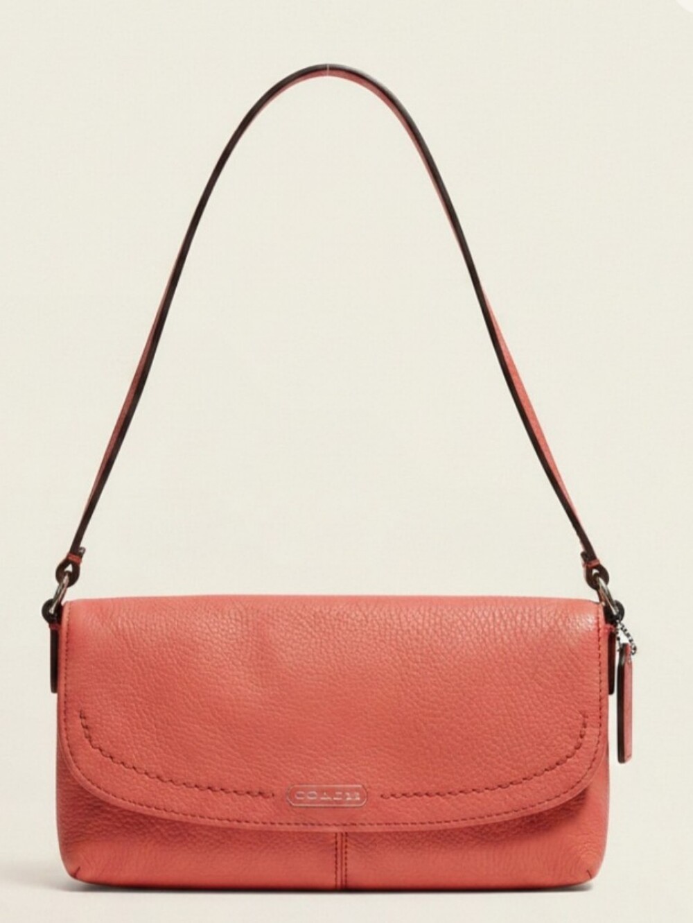 Coach Coral Pebbled Leather Wristlet Shoulder Bag